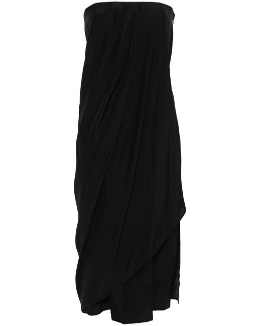 GAUGE81 Black Onna Strapless Silk Midi Dress