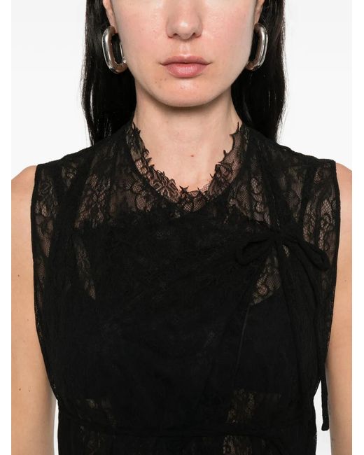 PAULINE DUJANCOURT Black Lace Tie Top