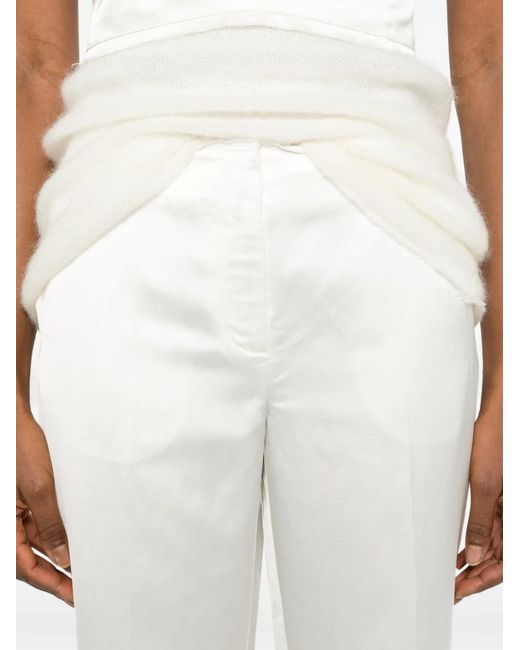 Totême  White Raw Hem Trousers
