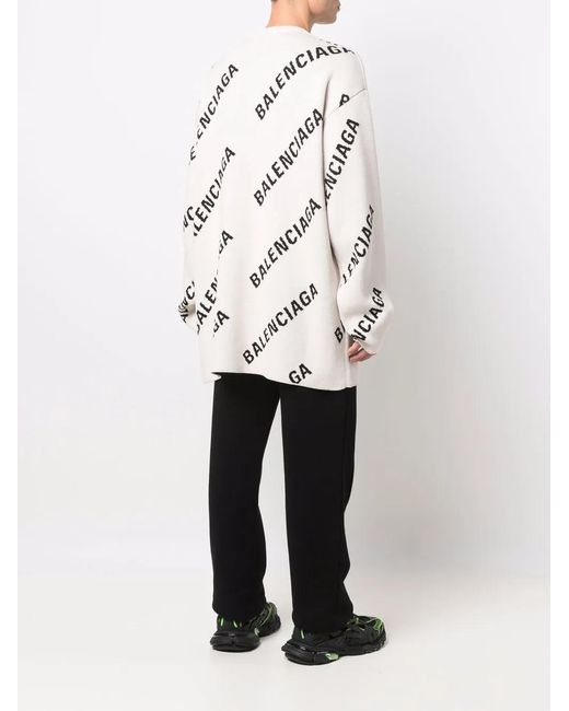 Balenciaga Multicolor Allover Logo Crew-Neck Jumper for men
