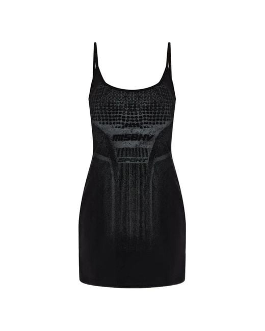 M I S B H V Black Robe Courte En Maille À Logo