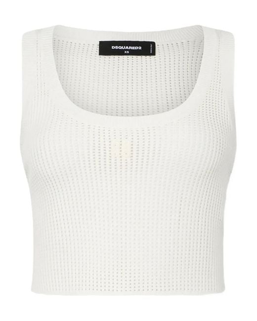 DSquared² White D2 Upside Down Knit Top