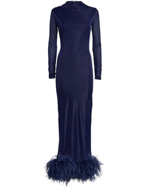 16Arlington Blue Luna Feather-trim Gown