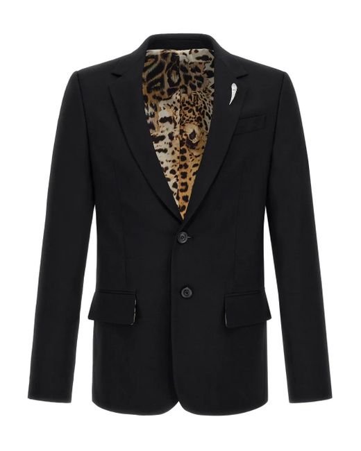 Roberto Cavalli Black Single-Breasted Blazer for men