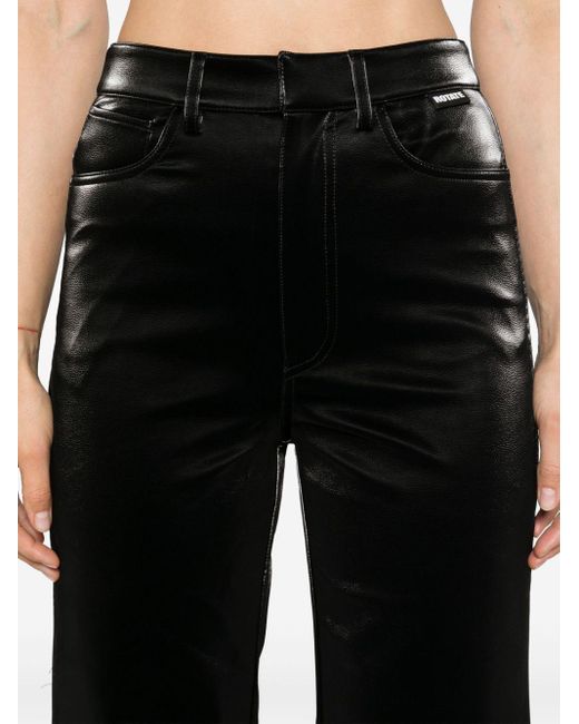 ROTATE BIRGER CHRISTENSEN Black Faux-leather Straight Trousers