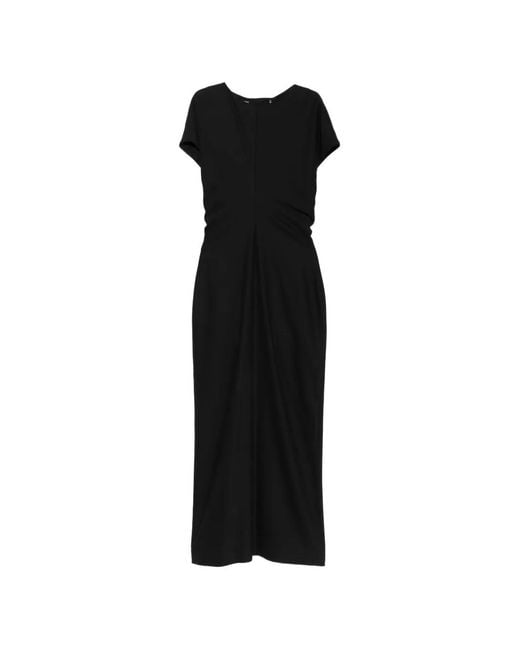 Agnona Black Cap-Sleeve Maxi Dress