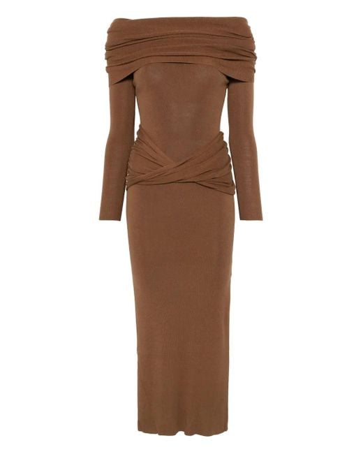 AYA MUSE Brown Gestricktes Maxikleid