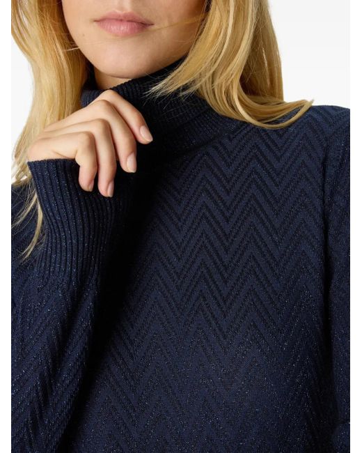 Missoni Blue Chevron-Pattern Turtleneck Sweater