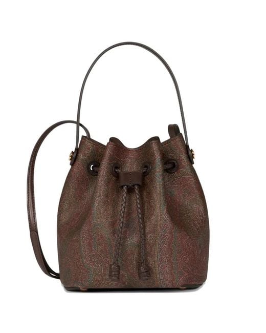 Etro Brown Mini Arnica Paisley Bucket Bag