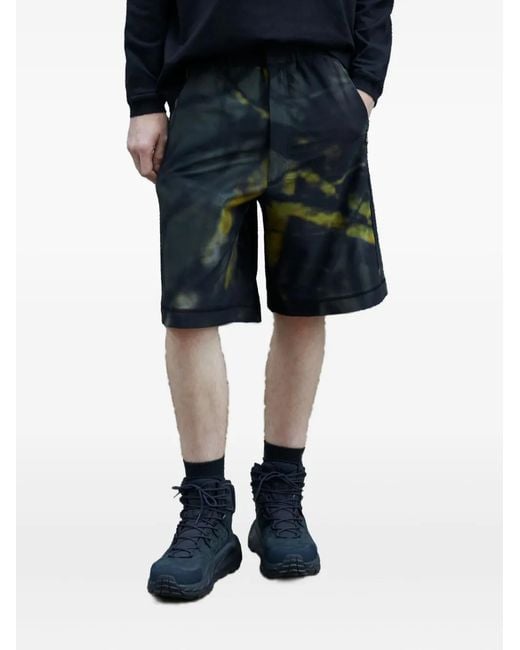 Massimo Osti Studio Blue Camouflage-Print Elasticated-Waistband Shorts for men