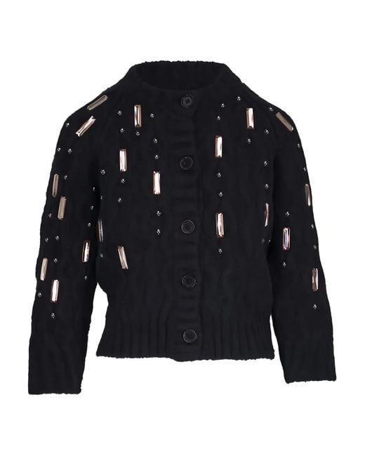 Dorothee Schumacher Black Cozy Diamonds Embellished Cardigan