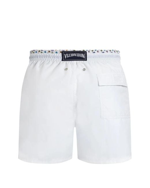 Vilebrequin Blue Turtle-Embroidery Drawstring Swim Shorts for men