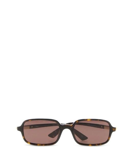 Chloé Brown Tortoiseshell-Effect Rectangle-Frame Sunglasses