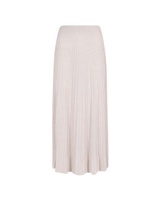 Roberto Collina White Metallic Ribbed-Knit Mid Skirt