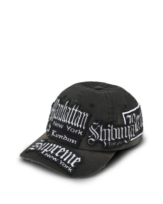Supreme Black City Patches Six-Panel Cap Hat for men