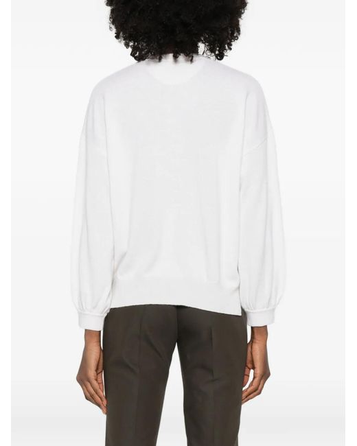 Purotatto White V-Neck Sweater