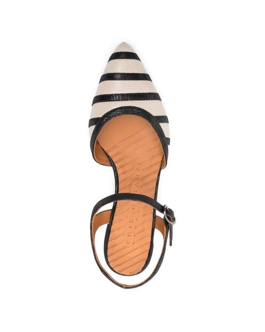 Chie Mihara White Haler Striped Heeled Pumps