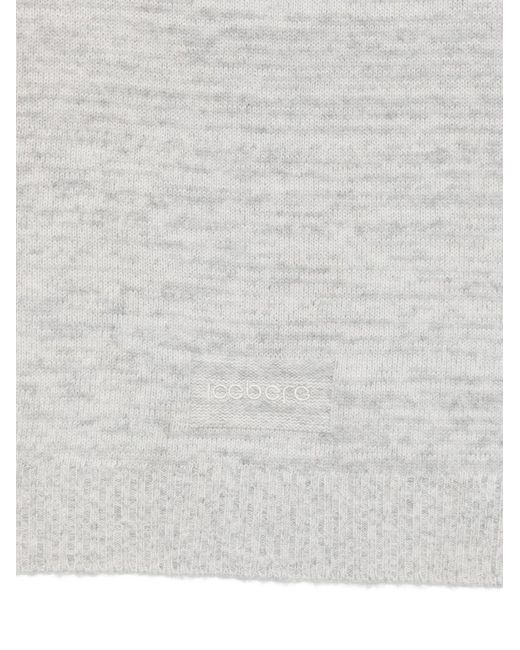 Iceberg White Logo-Patch Knitted Scarf