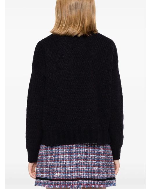Herno Black Zip-Up Brushed Cardigan