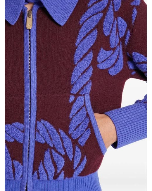 Temperley London Blue Geometric-Pattern Cardigan