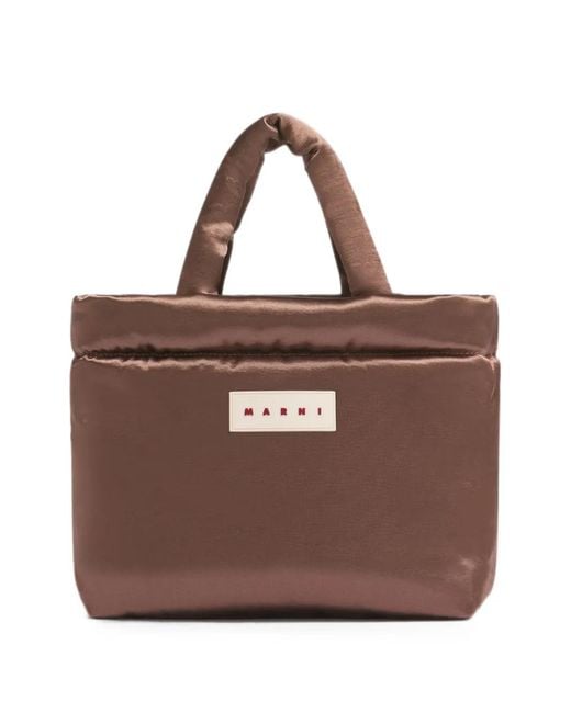 Marni Brown Puff East/West Tote Bag
