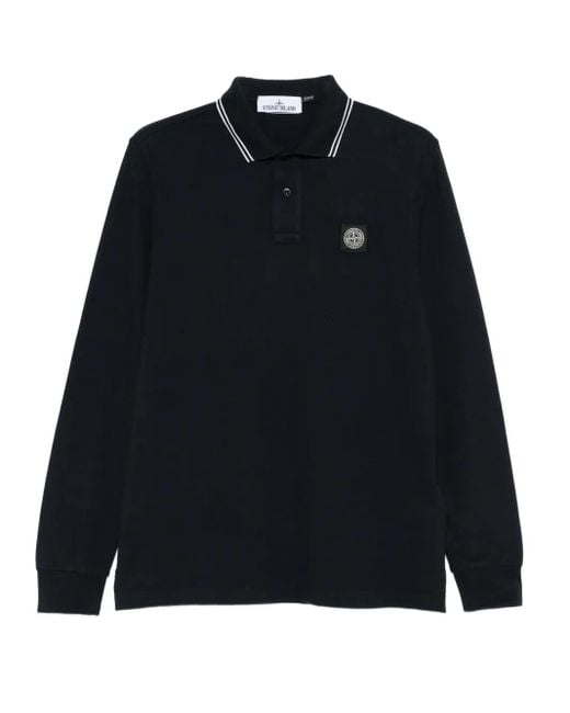Stone Island Langärmeliges Poloshirt in Blue für Herren