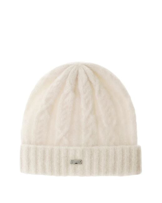 Herno Natural Beanie mit Zopfmuster