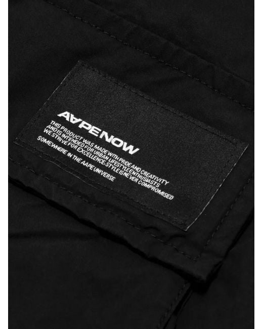 Aape By A Bathing Ape Black Logo-Patch Cargo Shorts for men