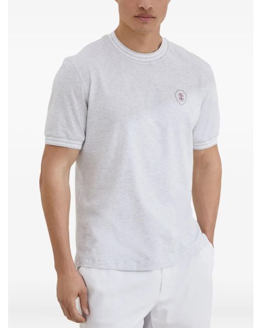 Brunello Cucinelli T-Shirt Met Geborduurd Logo in het White voor heren