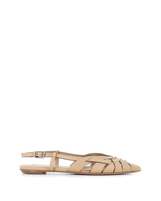 Roberto Del Carlo Natural Woven Strap Flat Pumps