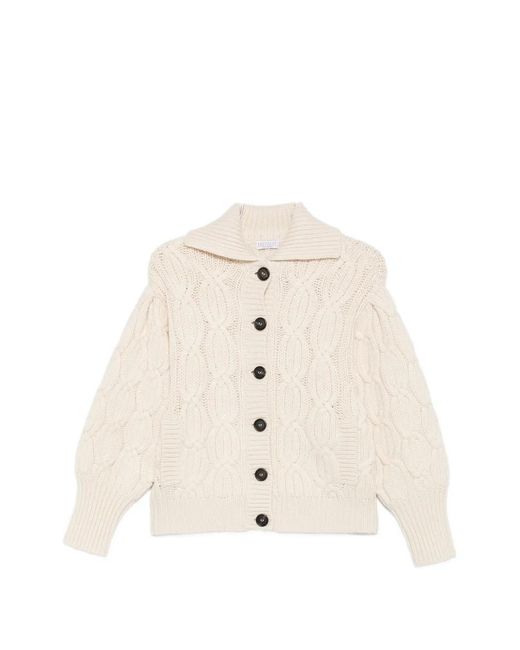 Brunello Cucinelli Natural Cable-Knit Cardigan