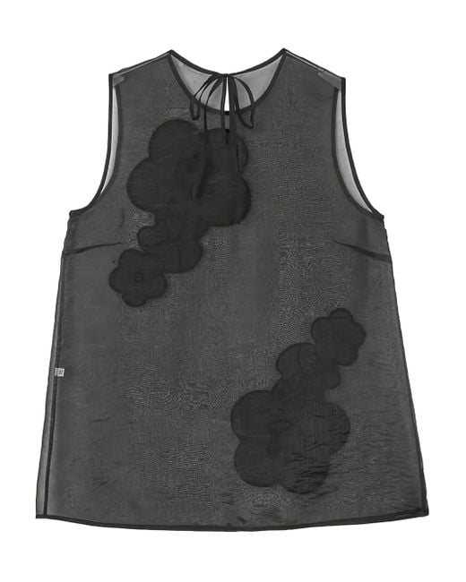 CECILIE BAHNSEN Black Alba Flower-Embellishment Top