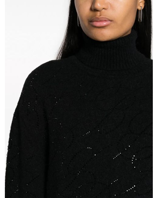 Blumarine Black Crystal-Embellished Knitted Jumper