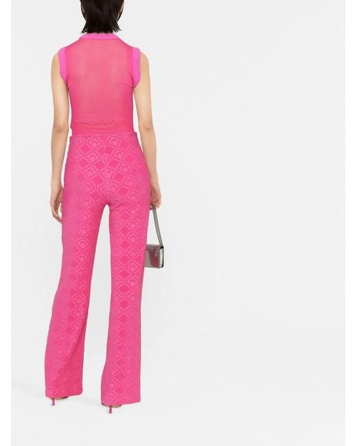 MARINE SERRE Flared Broek in het Pink