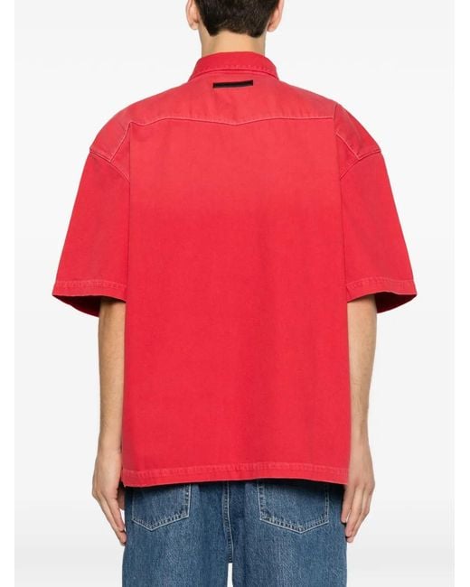 7 For All Mankind Red Logo-Patch Short-Sleeve Overshirt for men