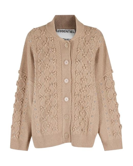 Cardigan Con Decorazione di Essentiel Antwerp in Natural
