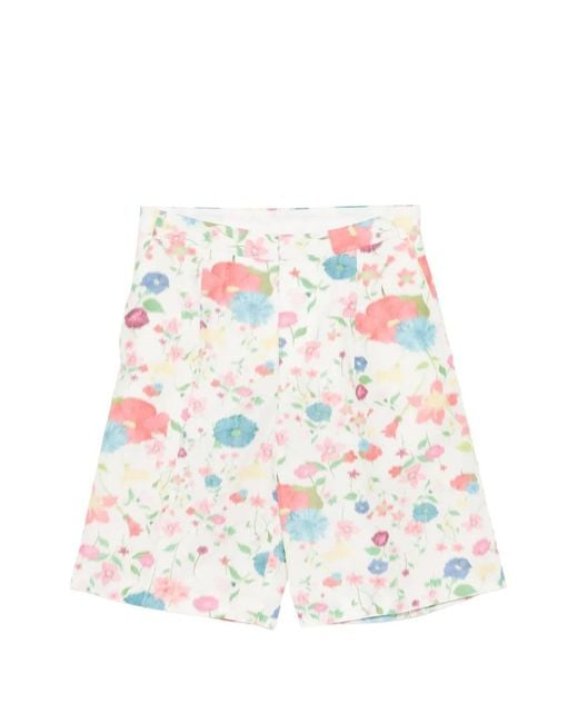 Walter Van Beirendonck White All-Over Floral-Print Shorts for men