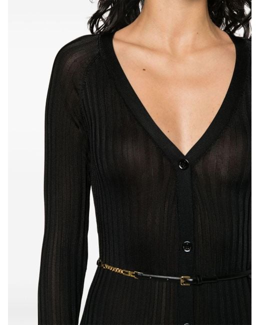 Elisabetta Franchi Black Ribbed-knit Midi Dress