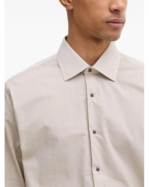 Karl Lagerfeld White Logo-Plaque Long-Sleeve Shirt for men