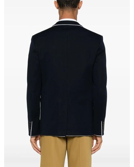 Gucci Blue Embroidered Jersey Blazer for men