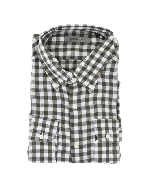 Corneliani Gray Checked Shirt for men