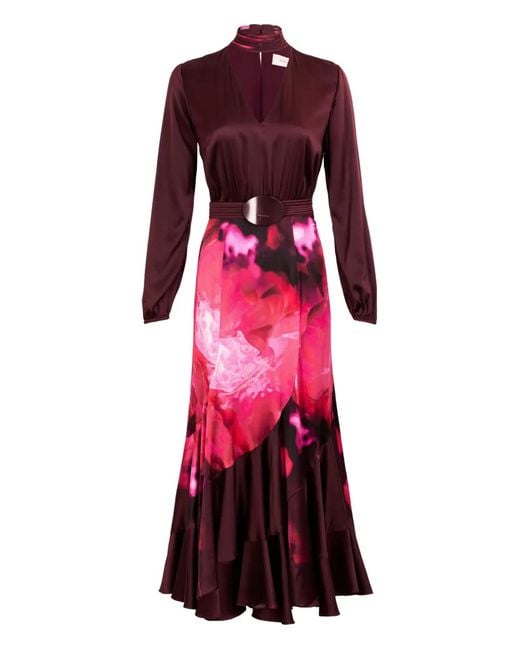 Silvia Tcherassi Red Jailyn Floral-Print Belted Midi Dress