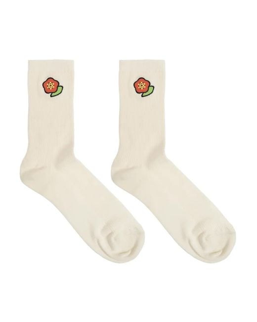 KENZO White Boke Flower Socks