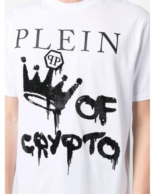 Philipp Plein White Graphic-Print Short-Sleeve T-Shirt for men