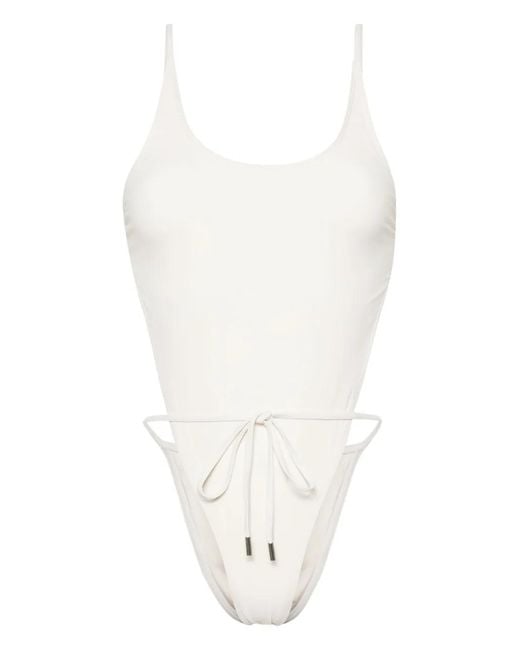 Saint Laurent White Tied Open-Side Swimsuit
