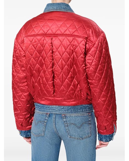 Isabel Marant Red Devyna Quilted Satin Jacket