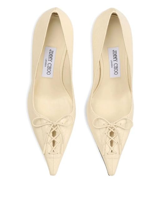 Jimmy Choo Natural 85Mm Scarlett Lace-Up Pointed-Toe Pumps