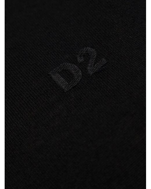 DSquared² Black Logo-Embroidered Turtleneck Jumper