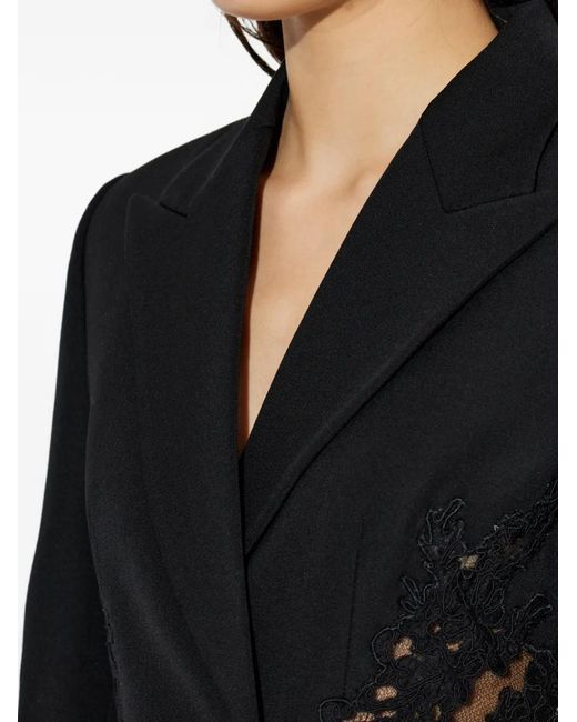 Versace Black Lace Double-Breasted Blazer