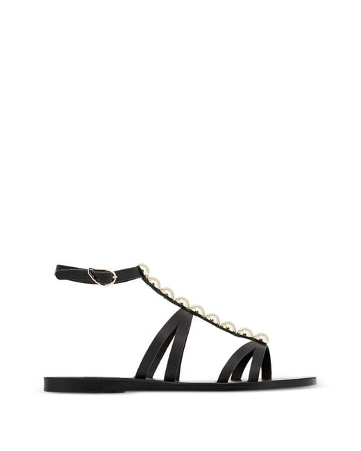 Ancient Greek Sandals White Akrivi Stud-Embellished Sandals